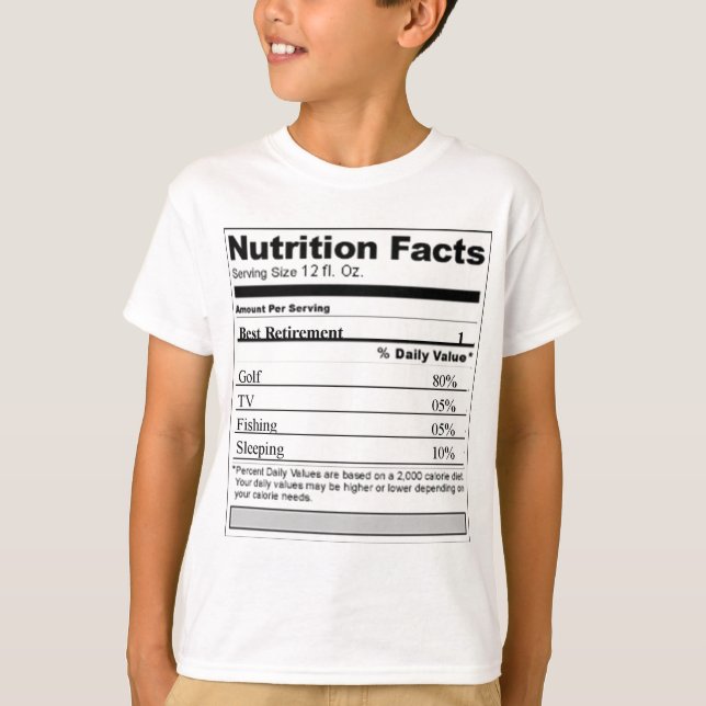 T-shirt Étiquette drôle de nutrition de retraite (Devant)