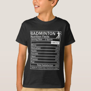 T-shirt Étiquette drôle d'ingrédients de badminton