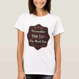 T-shirt Étiquette Rétro Texte Personnalisé Classique