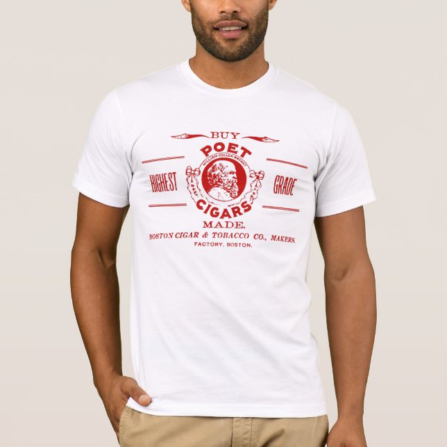 T-shirt Étiquette vintage d'annonce de cigare de poète (Devant)