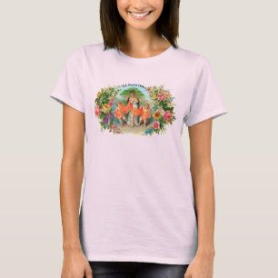 T-shirt Étiquette vintage de Cigar La Palmiera, Femme aux