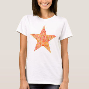 T-shirt étoile Abstraite - orange, corail et or