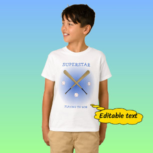 T-shirt Étoile de baseball texte personnalisé battes crois