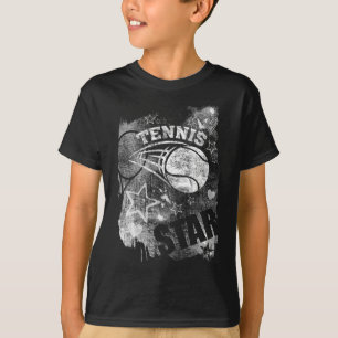 T-shirt Étoile de Tennis, Grunge Noir Tennis
