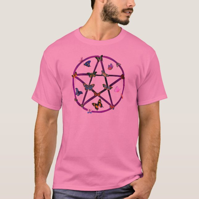 T-shirt Étoile et papillons de Wiccan (Devant)