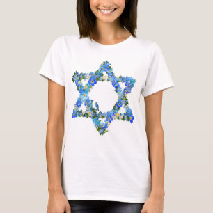T-shirt Étoile Florale Bleue De David Étoile Juive