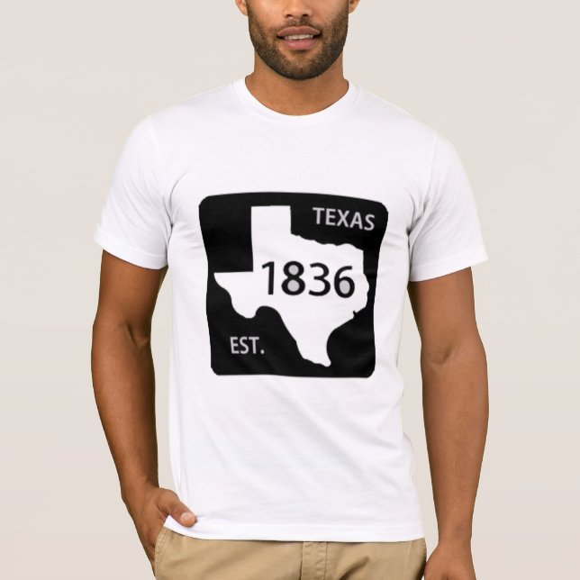 T-shirt étoile solitaire du panneau routier 1836 du Texas (Devant)