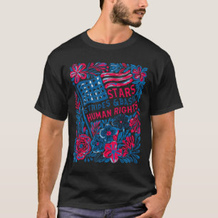 T-shirt Étoiles Bandes Droits de l'Homme 4 Juillet Floral
