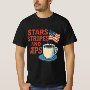 T-shirt Étoiles, Bandes et Gorgées Café Rétro Américain
