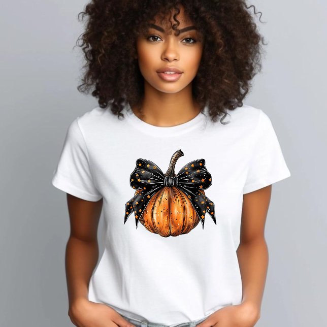 T-shirt Étoiles Citrouilles d'Halloween Coquettish Black B (Créateur téléchargé)