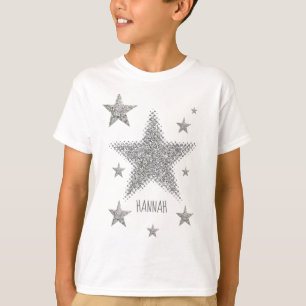 T-shirt Étoiles d'argent brillant Personnalisées