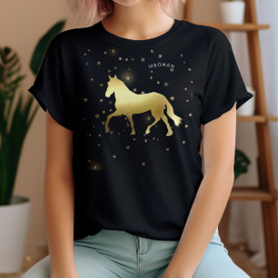 T-shirt Étoiles de cheval d'or Monogramme équestre