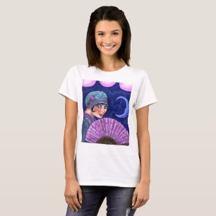 T-shirt Étoiles de lune de fan de fille d'aileron d'anné