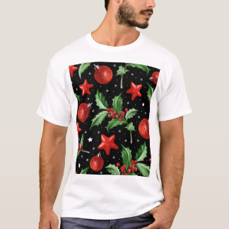 T-shirt Étoiles de neige Holly de Noël sans couture