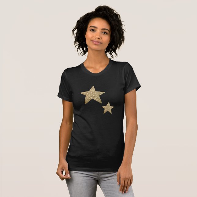 T-shirt Étoiles de Parties scintillant de Faux Gold | T-sh (Devant entier)