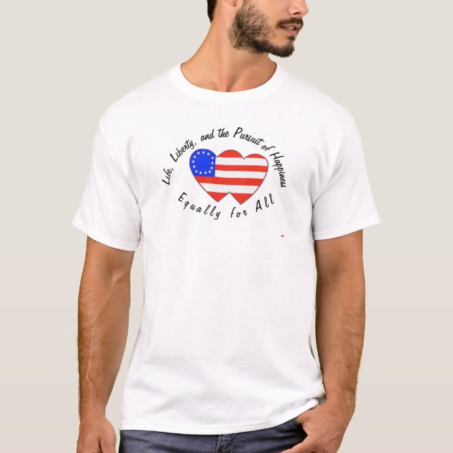 T-shirt Étoiles et rayures à l'intérieur du coeur des héro (Devant)