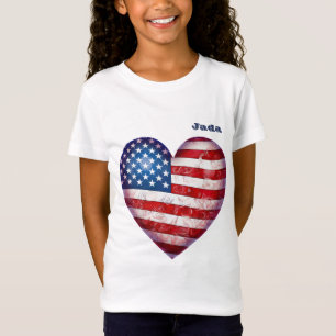 T-Shirt "Étoiles et rayures" Coeur en forme de nom Fille