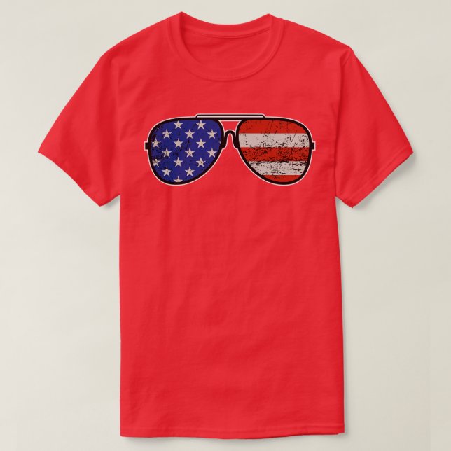 T-shirt Étoiles et rayures Lunettes de soleil américaines  (Design devant)