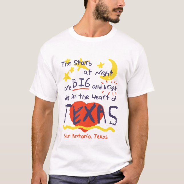 T-shirt Étoiles la nuit, grand et lumineux, le Texas (Devant)