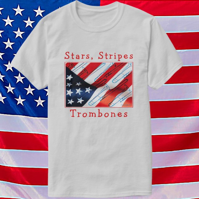 T-shirt Étoiles patriotiques amusantes, rayures et trompes (Créateur téléchargé)