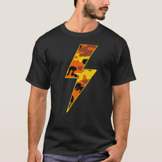 T-shirt Étonnant Boulon de Feu de Camo Orange Chute Rétro