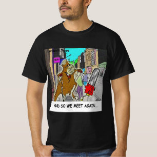 T-shirt Étonné : scie à canon contre arbre comique