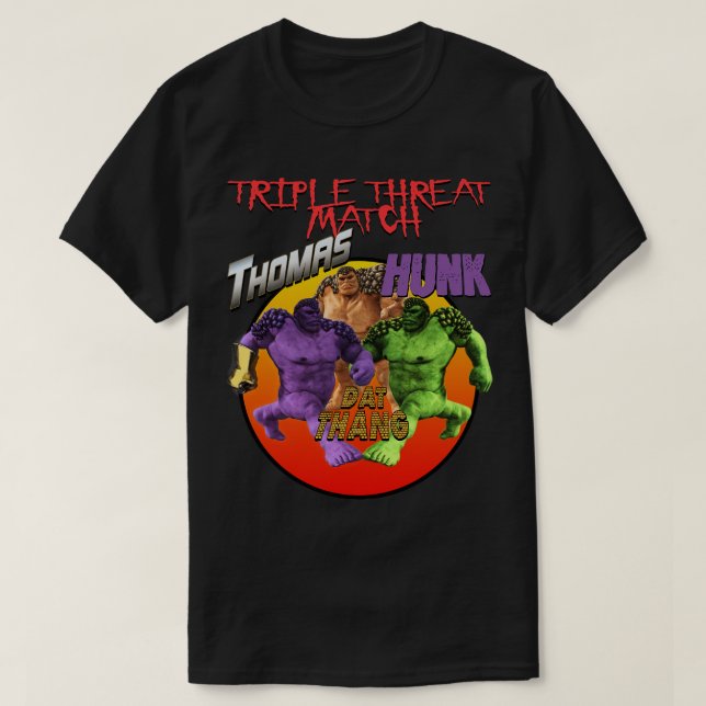 T-shirt Étrange Héros De Marque Chemise Thomas Vs Hunk Vs  (Design devant)