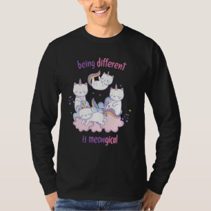 T-shirt Être différent est miauleux Licorne chat drôle
