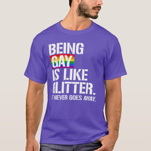 T-shirt Être gay est comme la Parties scintillant (Devant)