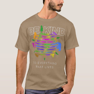 T-shirt Être Gentil À Tout Ce Qui Vit Aquarelle Mondiale