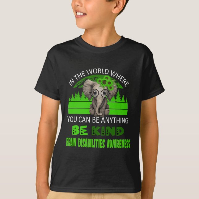 T-shirt Être gentil Incapacité cérébrale Sensibilisation E (Devant)