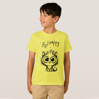 T-shirt Être Heureux Chat Kawaii Enfants