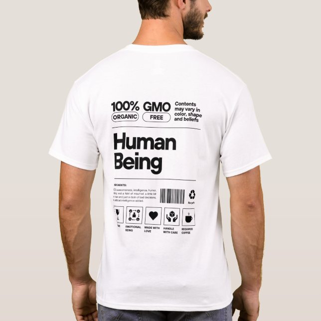 T-shirt Être humain drôle Étiquette (Dos)