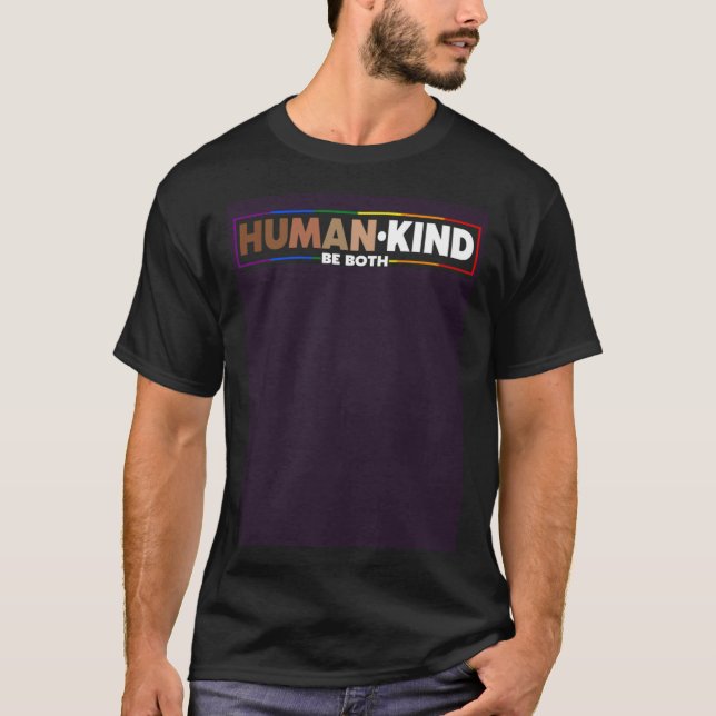 T-shirt Être humain soit les deux LGBTQ Ally Pride Rainbow (Devant)