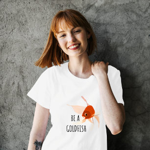 T-shirt être un poisson rouge orange noir illustration mod