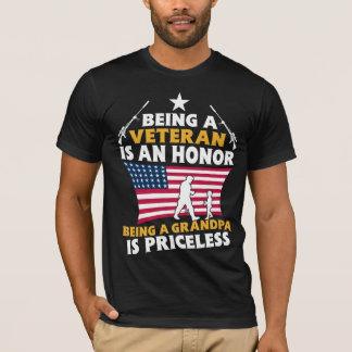T-shirt Être un vétéran est un honneur Être un grand-papa 