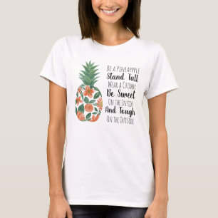 T-shirt Être une citation d'ananas Coral Aquarelle Floral