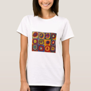 T-shirt Étude de couleur : Carrés avec cercles concentrés