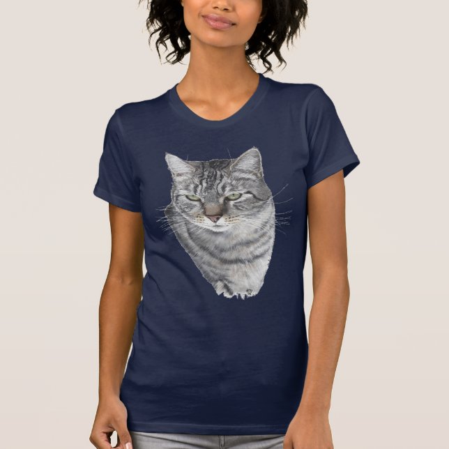 T-shirt Étude de tête de chat tabby à poil court (Devant)