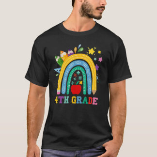 T-shirt Étudiant de 4e année Boho Rainbow Retour à Sch