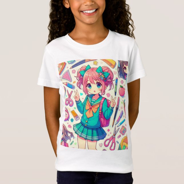 T-Shirt étudiant en anime (Devant)