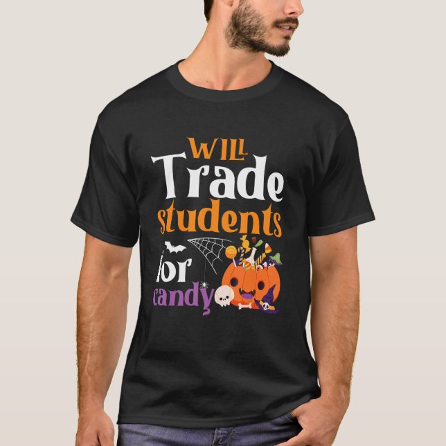 T-shirt Étudiera Les Étudiants À Candy Enseignant Hallowee (Devant)