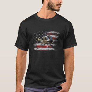 T-shirt Euh 1 Huey Hélicoptère américain Drapeau américain