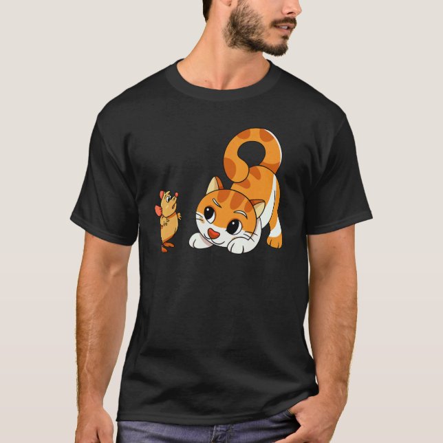 T-shirt Euh   Ouah  Chat Et Souris  Chien  2 (Devant)