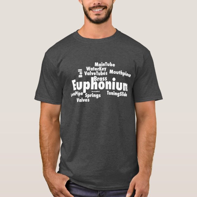 T-shirt Euphonium Word Cloud Texte blanc (Devant)