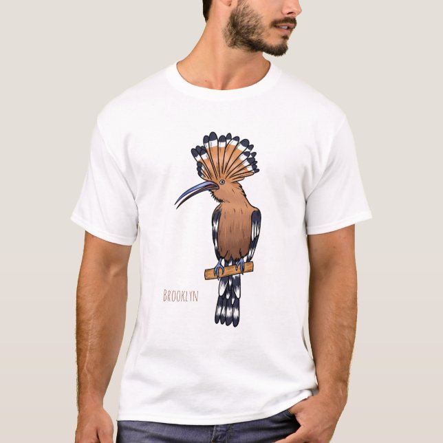 T-shirt Eurasian hoopoe bird cartoon illustration  (Devant)