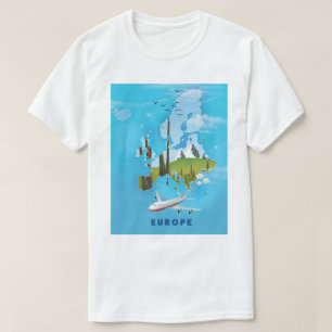 T-shirt Europe Carte paysage poster de voyage
