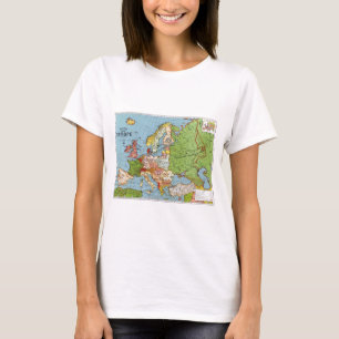 T-shirt Europe vintage Carte générale du XXe siècle