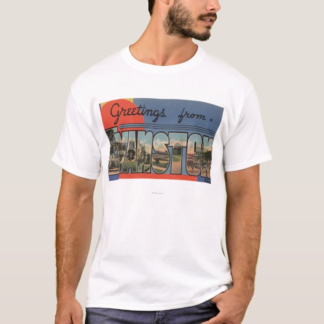 T-shirt Evanston, l'Illinois - grandes scènes de lettre (Devant)