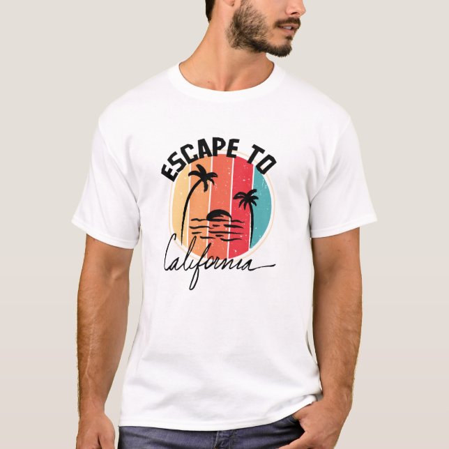 T-shirt évasion californienne rétro coucher de soleil vint (Devant)